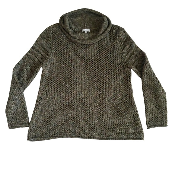 Habitat Women's Cowl Neck Knit Sweater Green  Size Small Artsy Loose Knit Earthy - Picture 1 of 10